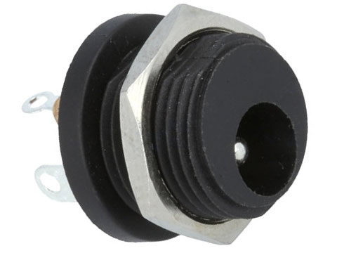 Black 2.1mm DC Jack (Switched) External Nut - Cliff - Click Image to Close